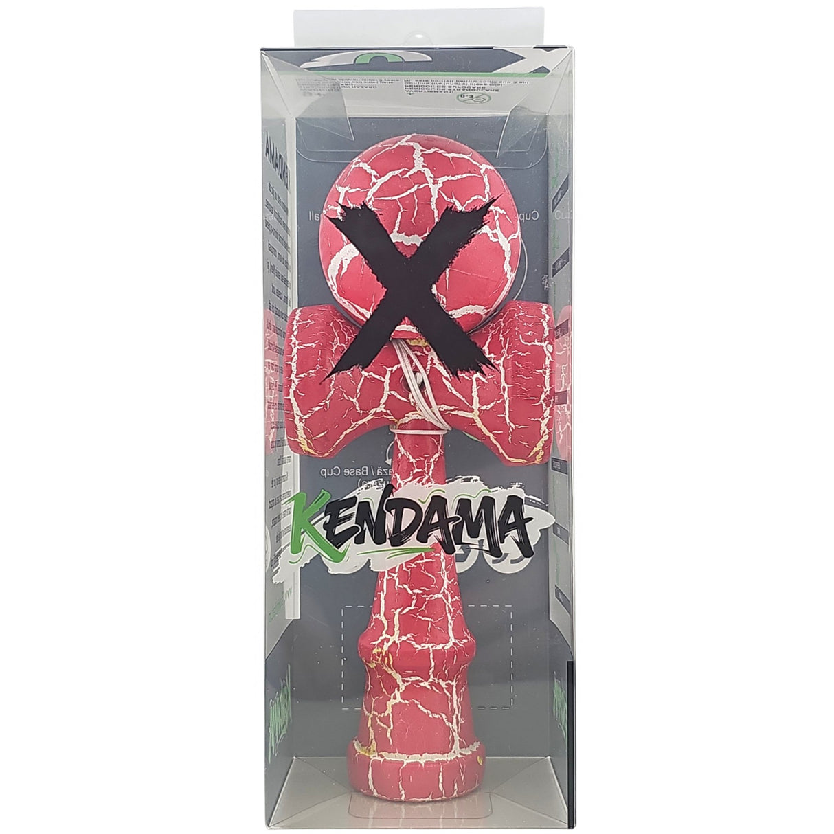 Kendama X Originala, Profesionala, Flippy, Cracked, din Lemn, 18 cm, Roz Aprins/Alb