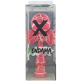 Kendama X Originala, Profesionala, Flippy, Cracked, din Lemn, 18 cm, Roz Aprins/Alb