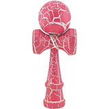 Kendama X Originala, Profesionala, Flippy, Cracked, din Lemn, 18 cm, Roz Aprins/Alb