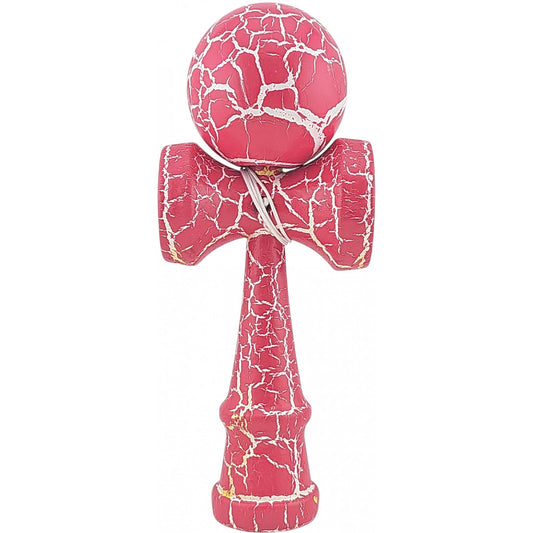 Kendama X Originala, Profesionala, Flippy, Cracked, din Lemn, 18 cm, Roz Aprins/Alb