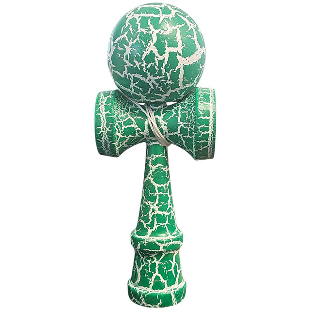 Kendama X Originala, Profesionala, Vivimall, Cracked, din Lemn, 18 cm, Verde/Alb - vivimall.ro