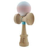 Kendama X Originala, Profesionala, Vivimall, Cupe Mari KING SIZE V3, Rubber Grip, Gaura in Baza, Rulment Metalic, din lemn 18 cm, Ata 55 cm, Gradient Albastru deschis/Roz/Alb - vivimall.ro