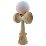 Kendama X Originala, Profesionala, Vivimall, Cupe Mari KING SIZE V3, Rubber Grip, Gaura in Baza, Rulment Metalic, din lemn 18 cm, Ata 55 cm, Gradient Albastru deschis/Roz - vivimall.ro