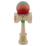 Kendama X Originala, Profesionala, Vivimall, Cupe Mari KING SIZE V3, Rubber Grip, Gaura in Baza, Rulment Metalic, din lemn 18 cm, Ata 55 cm, Gradient Verde/Roz/Rosu - vivimall.ro