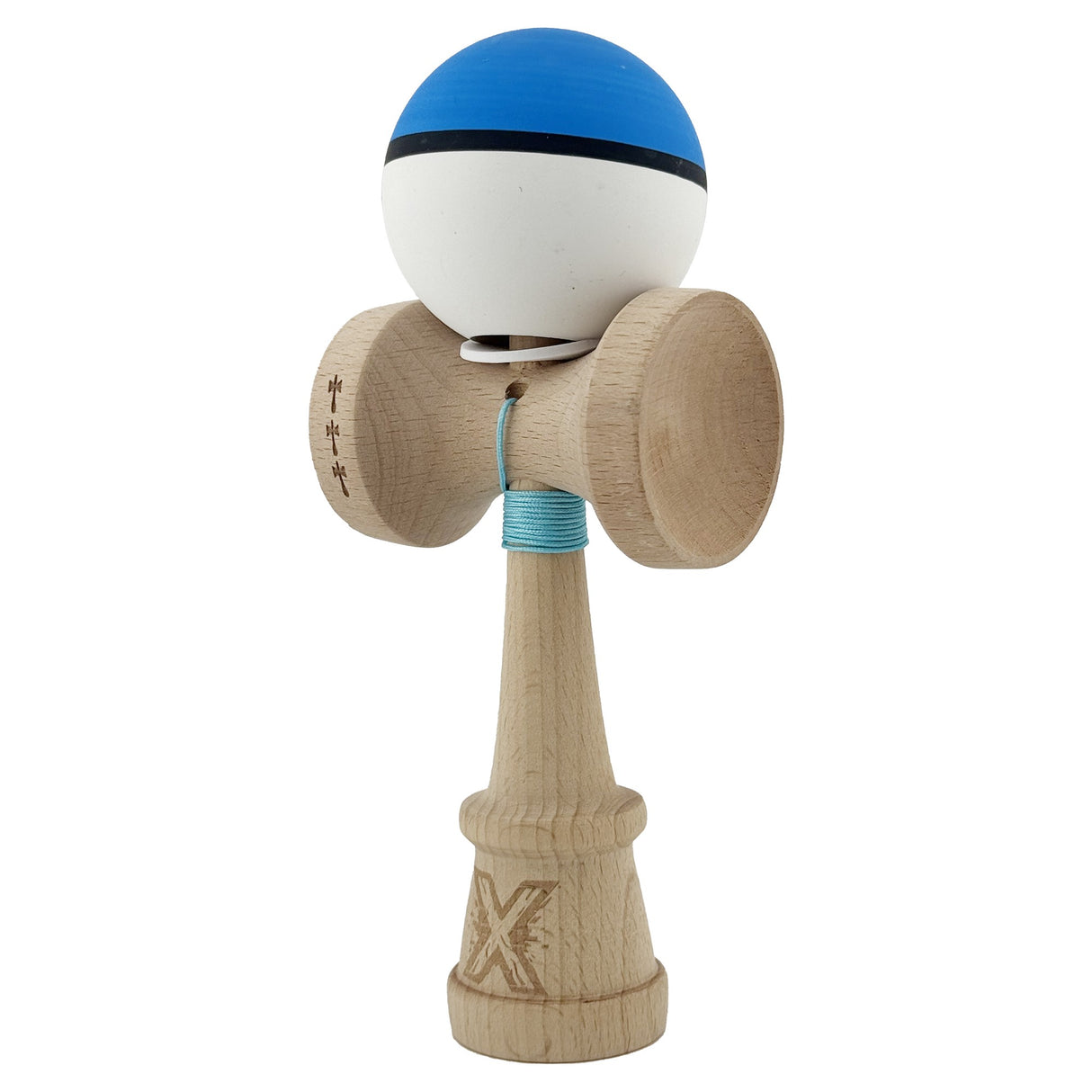 Kendama X Originala, Profesionala, Vivimall, Big Cups V3, Rubber Grip model albastru/negru/alb - vivimall.ro