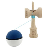 Kendama X Originala, Profesionala, Vivimall, Big Cups V3, Rubber Grip model albastru inchis/alb - vivimall.ro