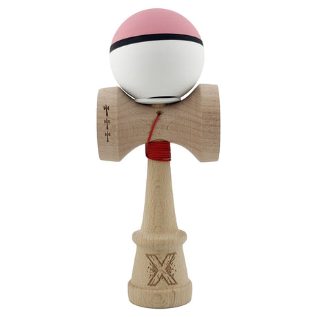 Kendama X Originala, Profesionala, Vivimall, Big Cups V3, Rubber Grip model Roz/negru/alb - vivimall.ro