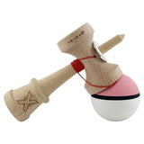 Kendama X Originala, Profesionala, Vivimall, Big Cups V3, Rubber Grip model Roz/negru/alb - vivimall.ro