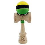 Kendama X Originala, Profesionala, Vivimall, Big Cups V3, Rubber Grip model galben/negru/verde - vivimall.ro