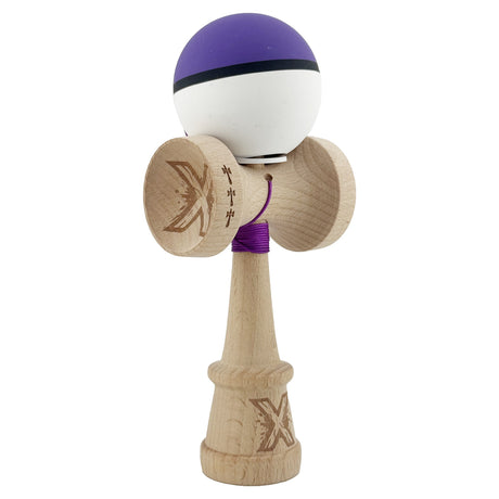 Kendama X Originala, Profesionala, Vivimall, Big Cups V3, Rubber Grip model Mov/Alb - vivimall.ro