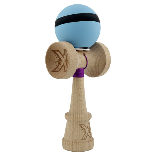 Kendama X Originala, Profesionala, Vivimall, Cupe Mari KING SIZE V3, Rubber Grip, Gaura in Baza, Rulment Metalic, din lemn 18 cm, Ata 55 cm, M Bleu/Negru/Bleu - vivimall.ro