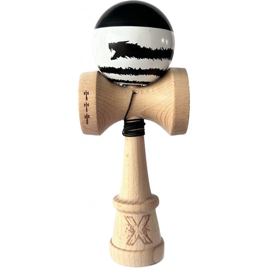 Kendama X Originala Profesionala, Flippy, Cupe Mari KING SIZE V3, Super Sticky, Gaura in Baza, Rulment Metalic, din lemn 18 cm, Ata 62/65 cm, -   Black Dragon - vivimall.ro