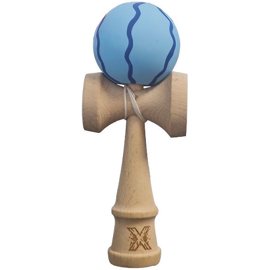 Kendama X Originala, Profesionala, Vivimall, Rubber Grip, din Lemn, 18 cm, Albastru deschis - vivimall.ro