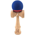 Kendama profesională din lemn de fag, 18 cm, bicolor albastru închis și roșu, vedere frontală completă