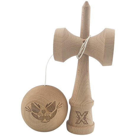 Kendama X Originala, Profesionala, Vivimall, din Lemn, 18 cm, Special, Crazy Cat, Lemn - vivimall.ro