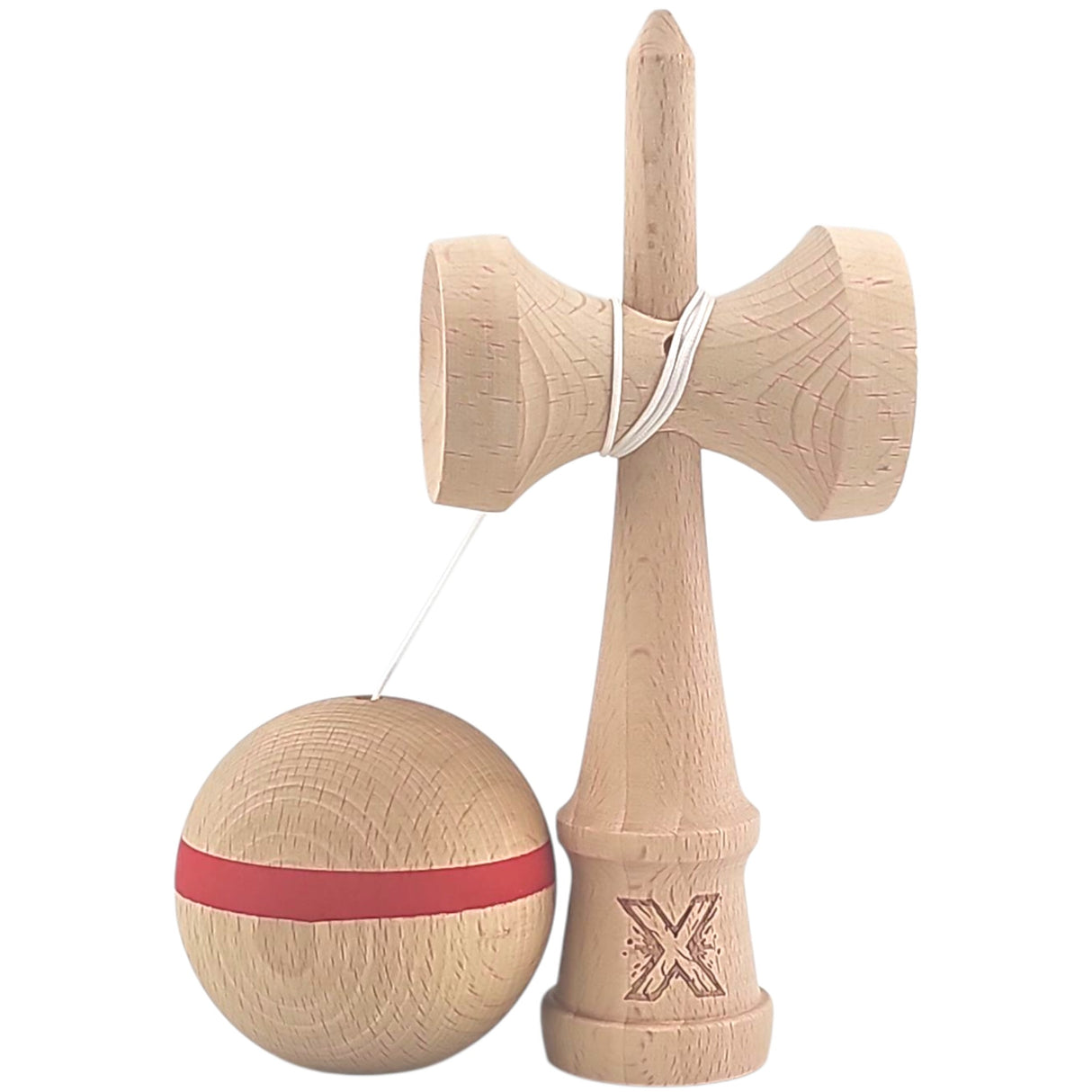 Kendama X Originala, Profesionala, Vivimall, din Lemn, 18 cm, Special, Model cu Dunga, Roz - vivimall.ro