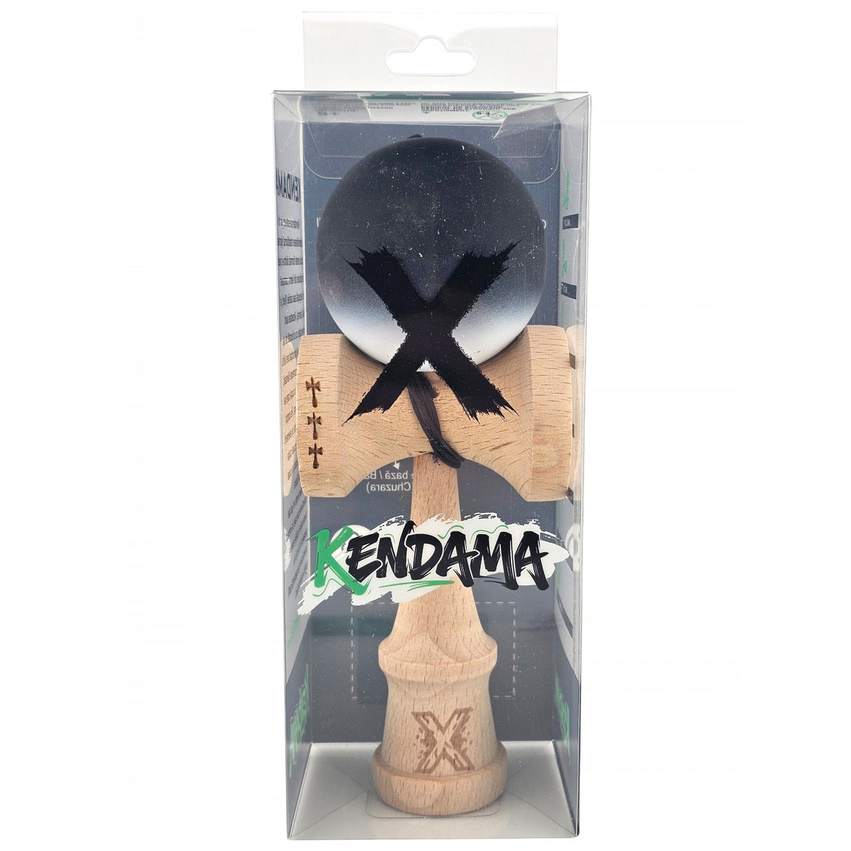 Kendama X Originala, Profesionala, Vivimall, Big Cups V2, Rubber Grip cu Cupe Mari, Rulment Metalic cu Ata 55 cm,-Gradient Alb/Negru - vivimall.ro