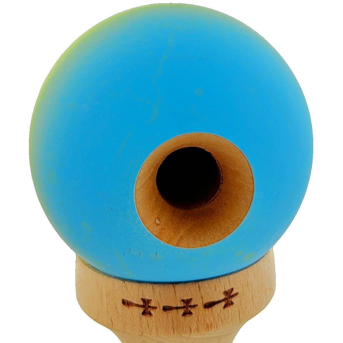 Kendama X Originala, Profesionala, Vivimall, Big Cups V2, Rubber Grip cu Cupe Mari, Rulment Metalic cu Ata 55 cm,-Gradient Galben/Albastru - vivimall.ro