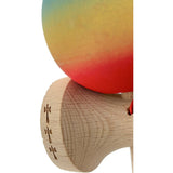 Kendama X Originala, Profesionala, Flippy, Big Cups V2, Rubber Grip cu Cupe Mari, Rulment Metalic cu Ata 55 cm,-Gradient Albastru/Galben/Rosu - vivimall.ro