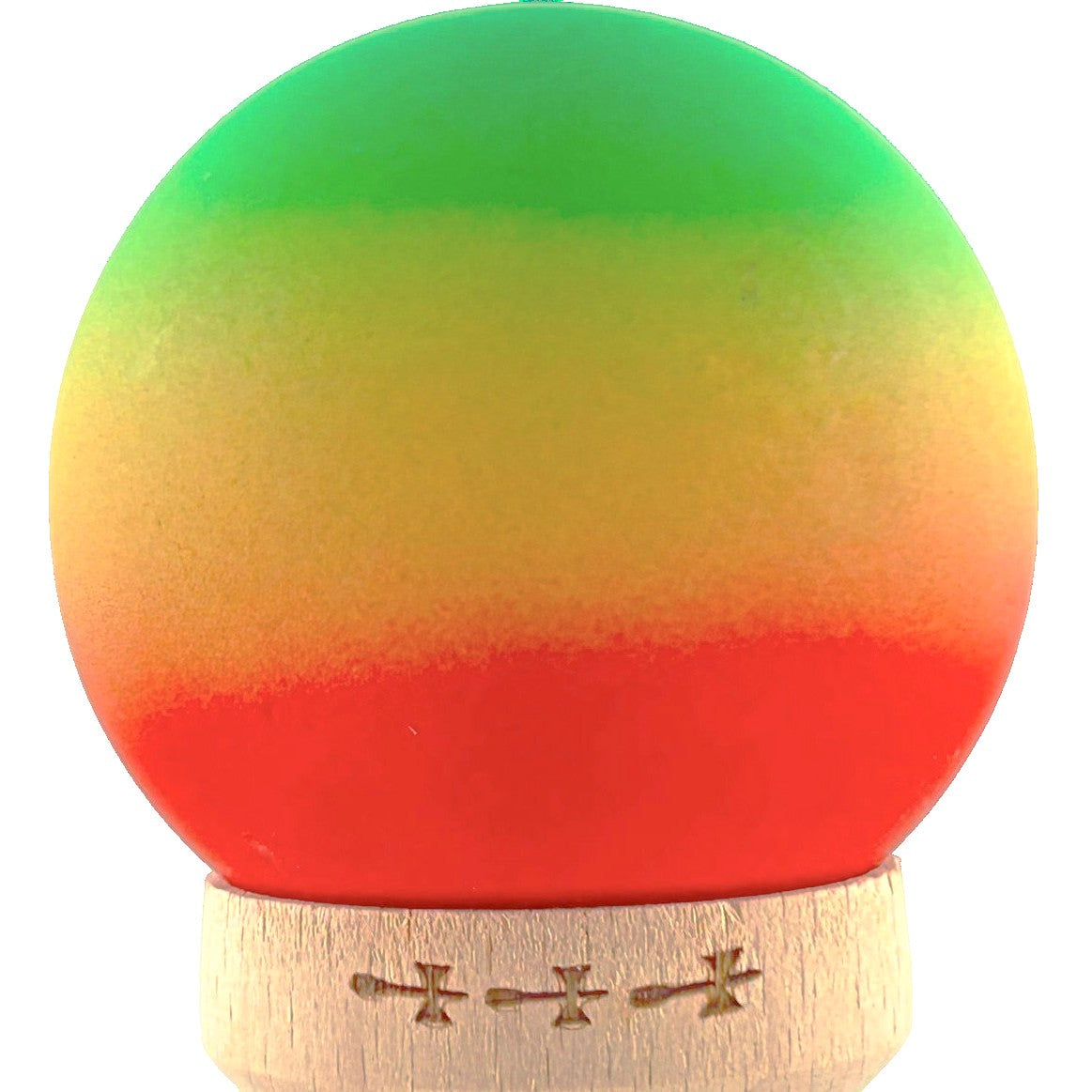 Kendama X Originala, Profesionala, Flippy, Big Cups V2, Rubber Grip cu Cupe Mari, Rulment Metalic cu Ata 55 cm, Verde/Galben/Rosu - vivimall.ro