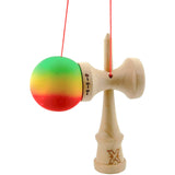 Kendama X Originala, Profesionala, Flippy, Big Cups V2, Rubber Grip cu Cupe Mari, Rulment Metalic cu Ata 55 cm, Verde/Galben/Rosu - vivimall.ro