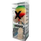 Kendama X Originala, Profesionala, Flippy, Big Cups V2, Rubber Grip cu Cupe Mari, Rulment Metalic cu Ata 55 cm, Verde/Galben/Rosu - vivimall.ro