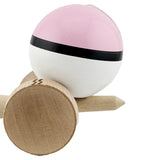 Kendama X Originala, Profesionala, Flippy, din Lemn, Gravata, 18 cm, Super Sticky, Roz/Negru/Alb - vivimall.ro