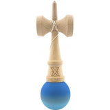 Kendama X Originala, Profesionala, Flippy, din Lemn, Rubber Grip, 18 cm, Albastru/Alb