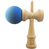 Kendama X Originala, Profesionala, Flippy, din Lemn, Rubber Grip, 18 cm, Albastru/Alb