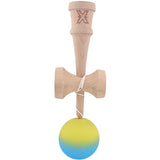 Kendama X Originala, Profesionala, Vivimall, 18 cm, Profesionala, +9 Ani, din Lemn, Gradient Galben/Albastru - vivimall.ro