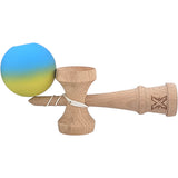 Kendama X Originala, Profesionala, Vivimall, 18 cm, Profesionala, +9 Ani, din Lemn, Gradient Galben/Albastru - vivimall.ro