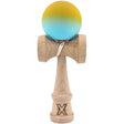 Kendama X Originala, Profesionala, Flippy, din Lemn, Rubber Grip, 18 cm, Galben/Albastru - vivimall.ro