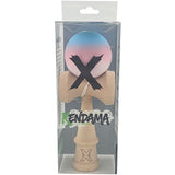 Kendama X Originala, Profesionala, Flippy, din Lemn, Rubber Grip, 18 cm, Gradient Albastru/Roz/Alb