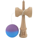 Kendama X Originala, Profesionala, Vivimall, din Lemn, Rubber Grip, 18 cm, Gradient Violet/Albastru - vivimall.ro