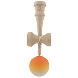Kendama X Originala, Profesionala, Vivimall, din Lemn, Rubber Grip, 18 cm, Portocaliu/Galben/Alb - vivimall.ro