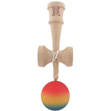 Kendama X Originala, Profesionala, Flippy, din Lemn, Rubber Grip, 18 cm,Rosu/Galben/Albastru