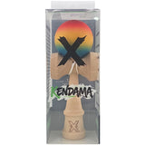 Kendama X Originala, Profesionala, Flippy, din Lemn, Rubber Grip, 18 cm,Rosu/Galben/Albastru