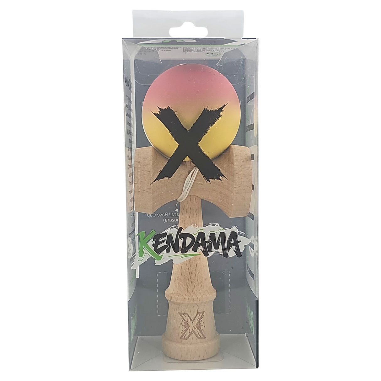Kendama X Originala, Profesionala, Flippy, din Lemn, Rubber Grip, 18 cm, Roz/Galben