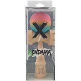 Kendama X Originala, Profesionala, Flippy, din Lemn, Rubber Grip, 18 cm, Roz/Galben/Albastru