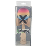 Kendama X Originala, Profesionala, Vivimall, din Lemn, Rubber Grip, 18 cm, Roz/Galben/Albastru - vivimall.ro