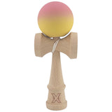 Kendama X Originala, Profesionala, Flippy, din Lemn, Rubber Grip, 18 cm, Roz/Galben
