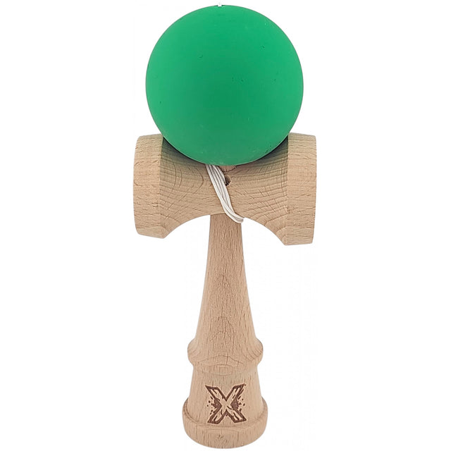 Kendama X Originala, Profesionala,  Flippy, din lemn, Rubber Grip, 18 cm, Verde - vivimall.ro