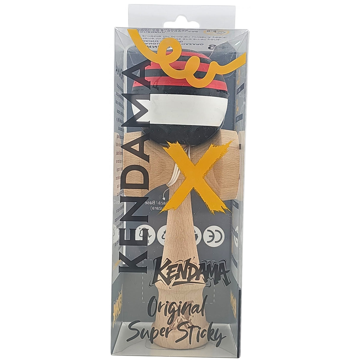 Kendama X Originala, Profesionala, Vivimall, din Lemn, Super Sticky, 18 cm, Rosu/Negru/Alb - vivimall.ro