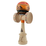 Kendama X Originala, Profesionala, Vivimall, DRAGON Series, Super Sticky cu Cupe Mari King Size V3, Rulment Metalic si Gaura in Baza, din Lemn 18 cm, Ata 55 cm, Portocaliu/Negru - vivimall.ro