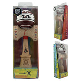 Kendama X Originala, Profesionala, Vivimall, DRAGON Series, Super Sticky cu Cupe Mari King Size V3, Rulment Metalic si Gaura in Baza, din Lemn 18 cm, Ata 55 cm, Alb/Rosu inchis - vivimall.ro
