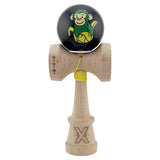 Kendama X Originala, Profesionala, Vivimall, Green Monkey, Super Sticky cu Cupe Mari King Size V3, Rulment Metalic si Gaura in Baza, din Lemn 18 cm, Ata 55 cm, Negru - vivimall.ro