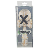 Kendama X Originala, Profesionala, Flippy, Kendama Cracked, din Lemn – 18 cm, Alb/Galben