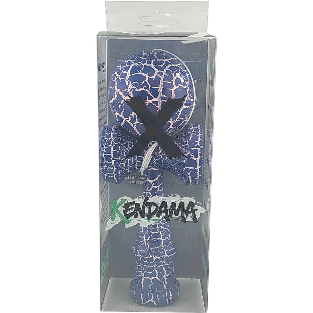 Kendama X Originala, Profesionala, Flippy, Kendama Cracked, din Lemn – 18 cm, Albastru/alb