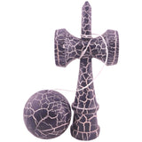 Kendama X Originala, Profesionala, Flippy, Kendama Cracked, din Lemn – 18 cm, Crack Mov/Alb - vivimall.ro