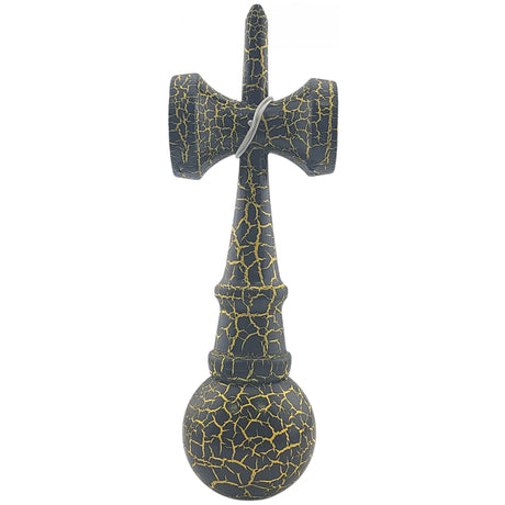 Kendama X Originala, Profesionala, Flippy, Kendama Cracked, din Lemn – 18 cm, Crack Negru/Galben